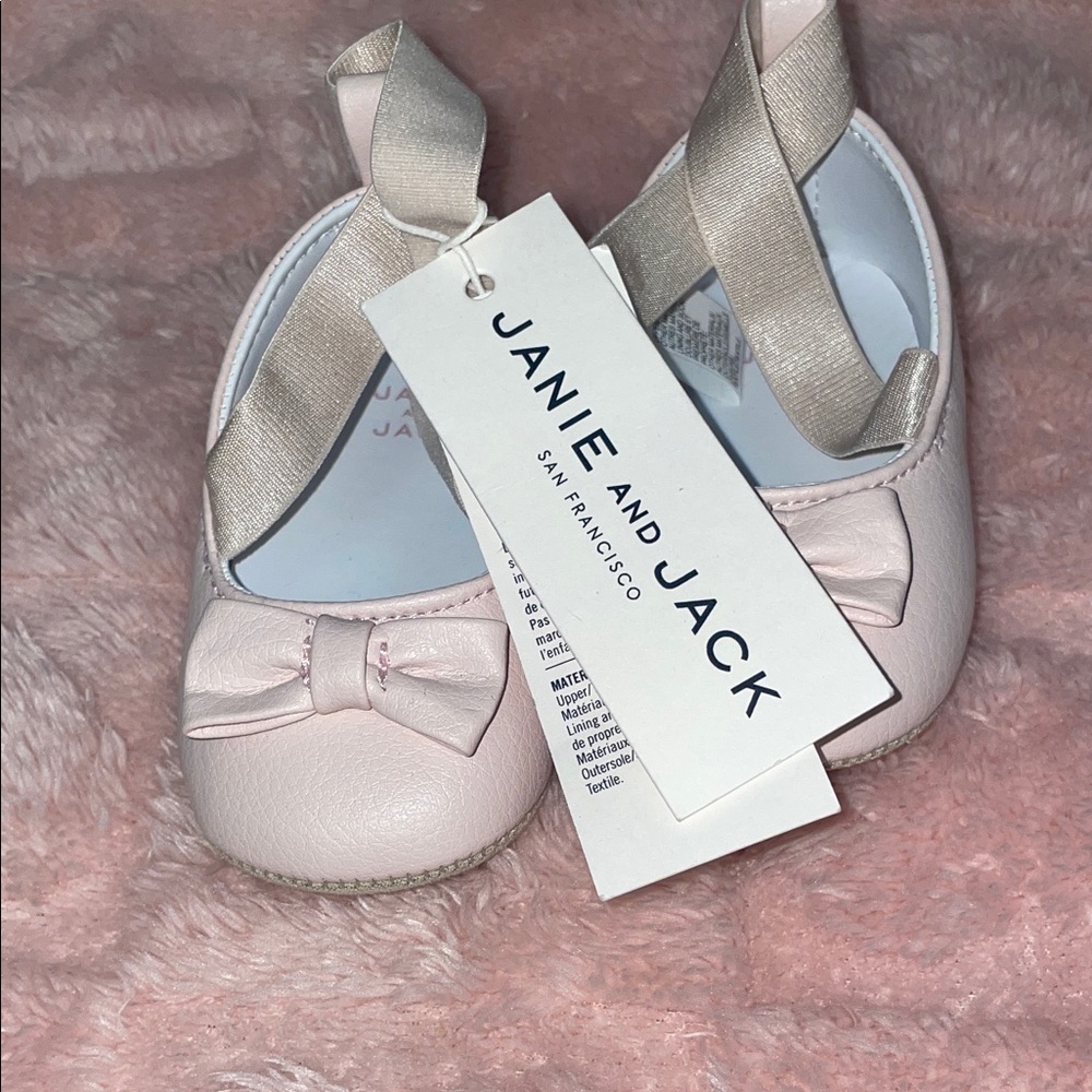 Janie and Jack Light Pink Dress Shoes with Bow